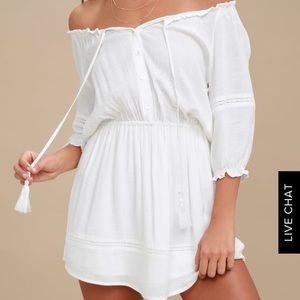 Lulu’s white off the shoulder long sleeve dress